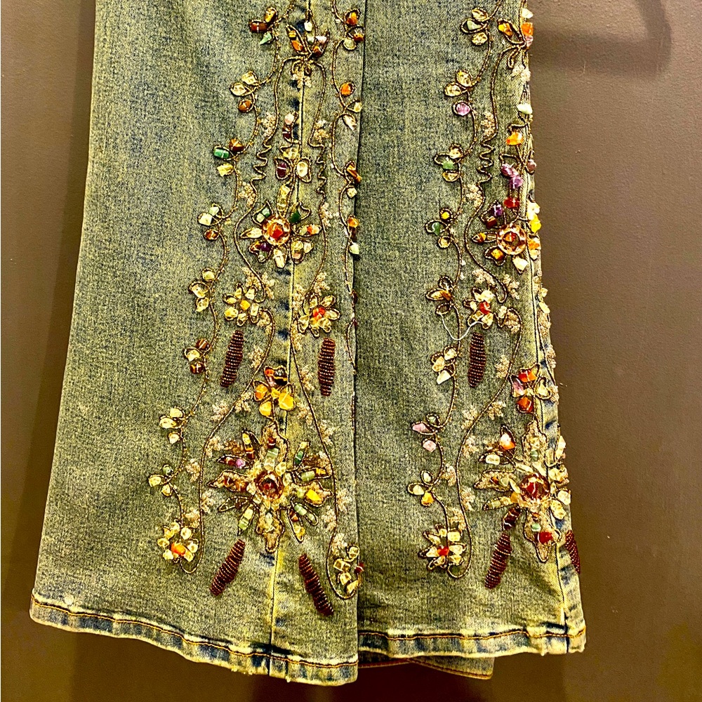 AZI JEANS, RUNWAY, Virtual Runway Connection Beaded, embroidered Jeans 30x34 FAB